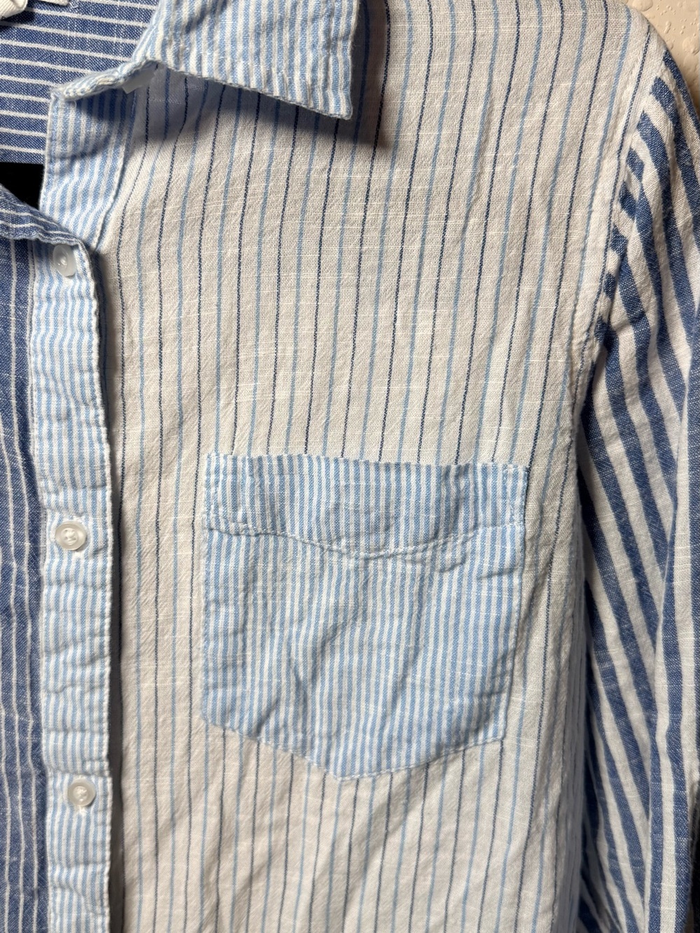 Japna Mixed Stripe Cotton Button Front Shirt Coastal Classic Lightweight summer - Picture 5 of 10